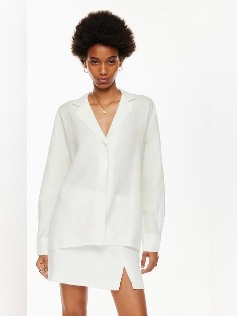 Aritzia Wilfred Women’s Freeform Linen White Button Front Shirt Size XXS